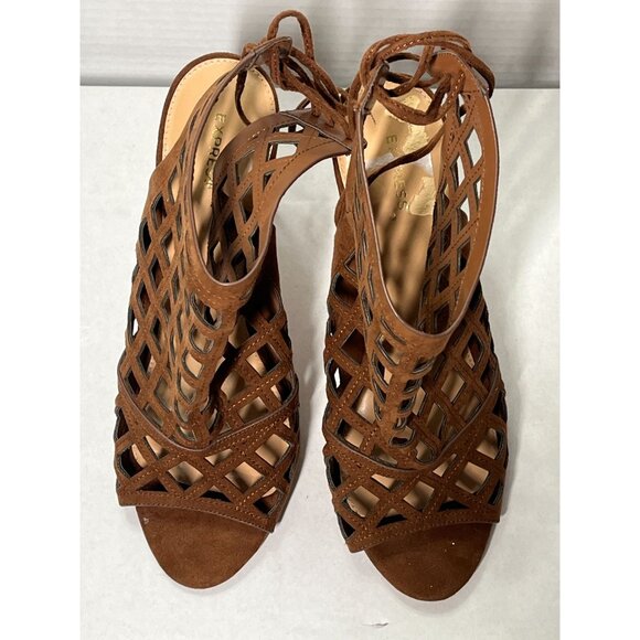 Express Womens Size 10 Brown Cutout Stiletto High Heel Sandals - Picture 2 of 11
